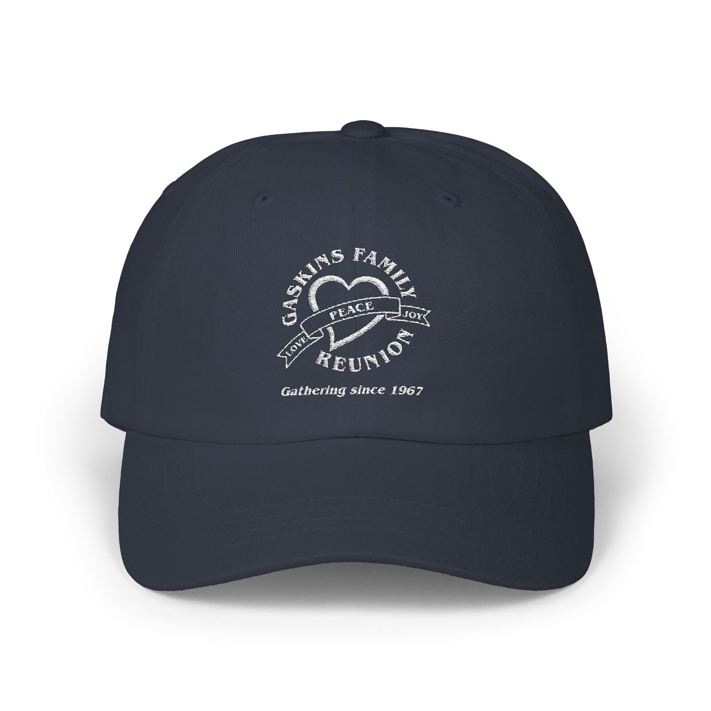 Gaskins Family Reunion Classic Dad Cap - Celebrating Togetherness Since 1967 - White logo