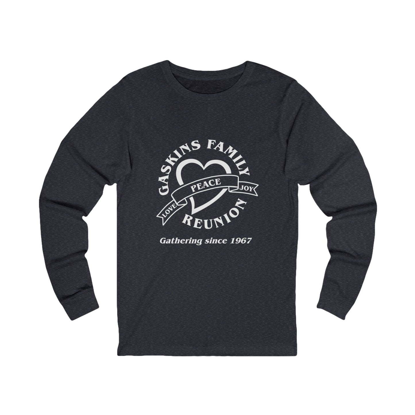 Gaskins Reunion Long Sleeve Tee - Love, Peace, Joy with White logo
