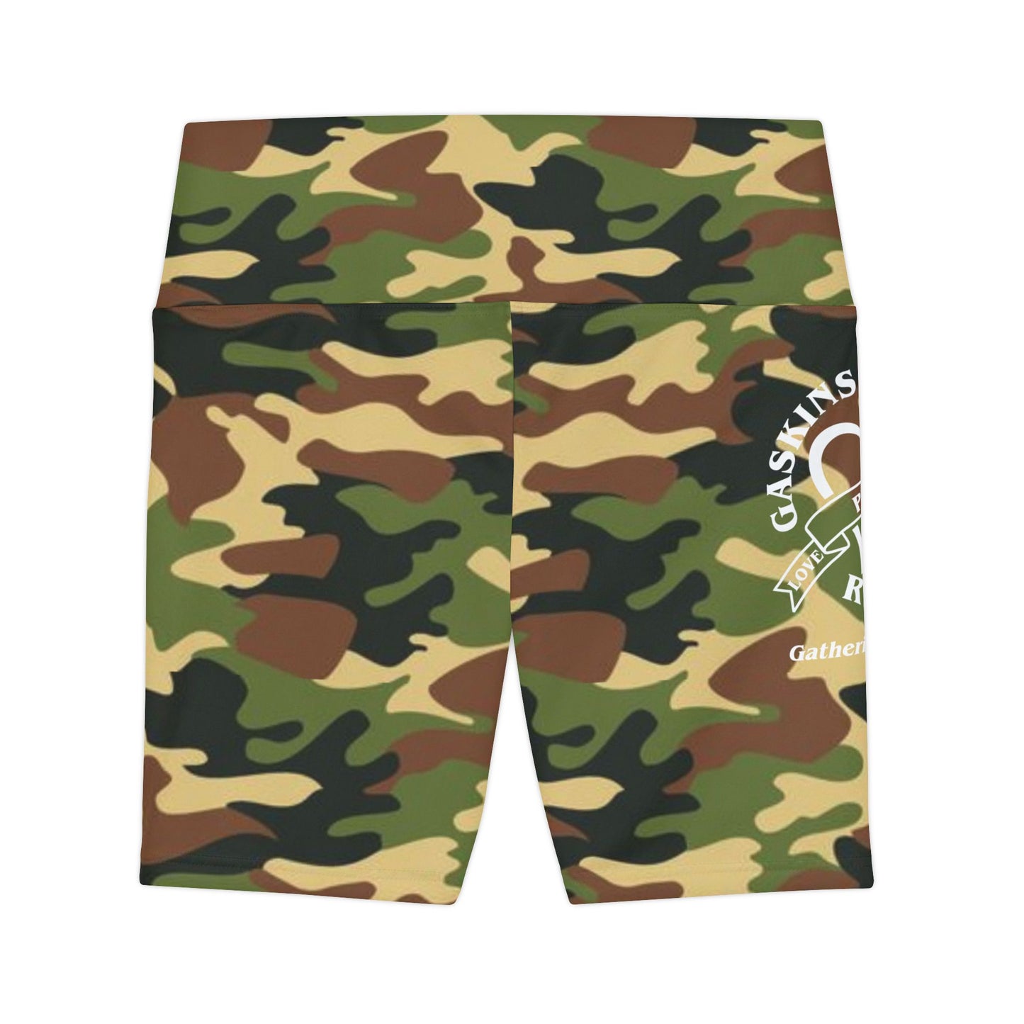 Gaskins Camo Workout Shorts for Women, bold, cool, chill