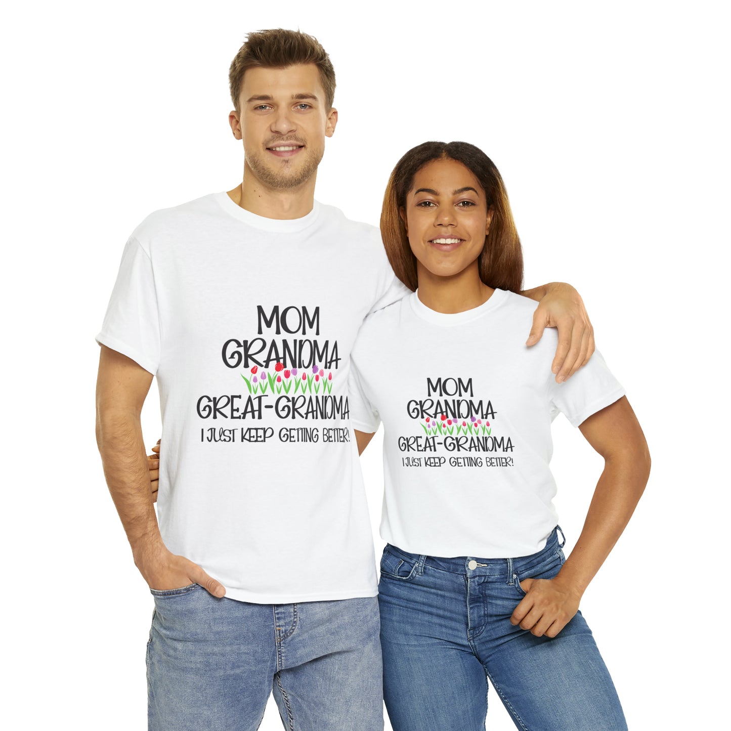 Unisex Heavy Cotton Tee - Mom, Grandma, Great-Grandma