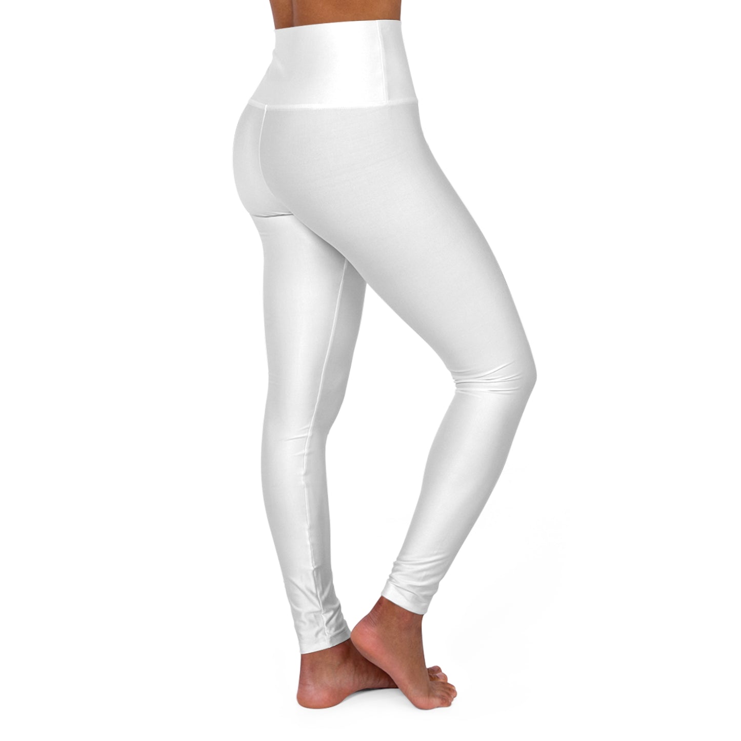 Gaskins High Waisted Yoga Leggings - White w/black design