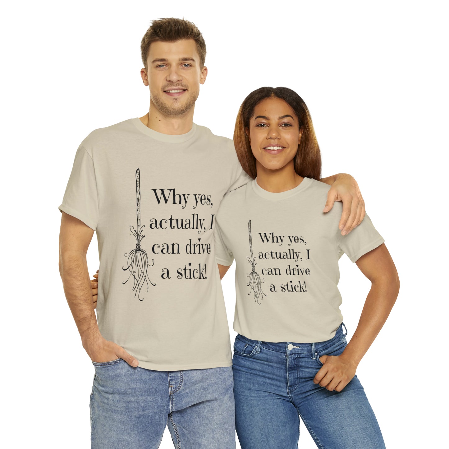 Fun Halloween Unisex Heavy Cotton Tee, Witch broom, different shades available.