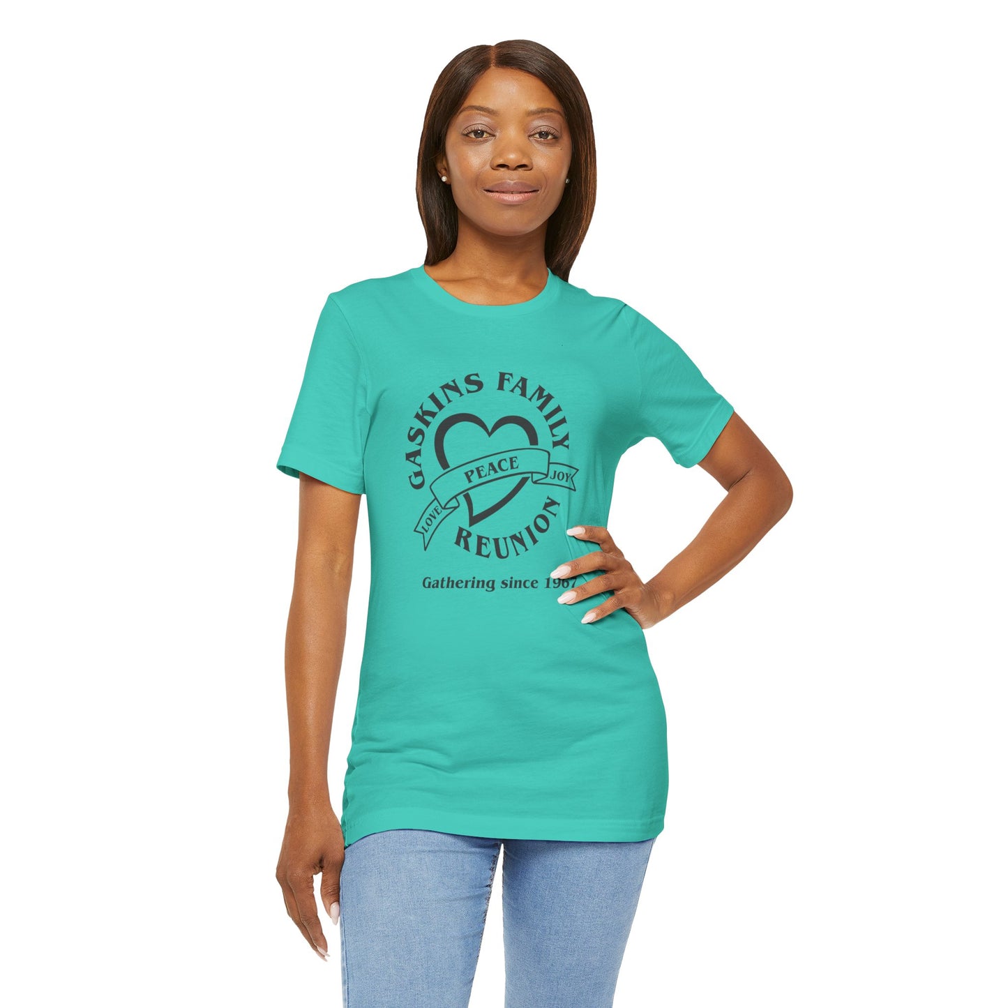 Family Reunion Short Sleeve Tee - Gaskins Family Gathering Since 1967 Black logo