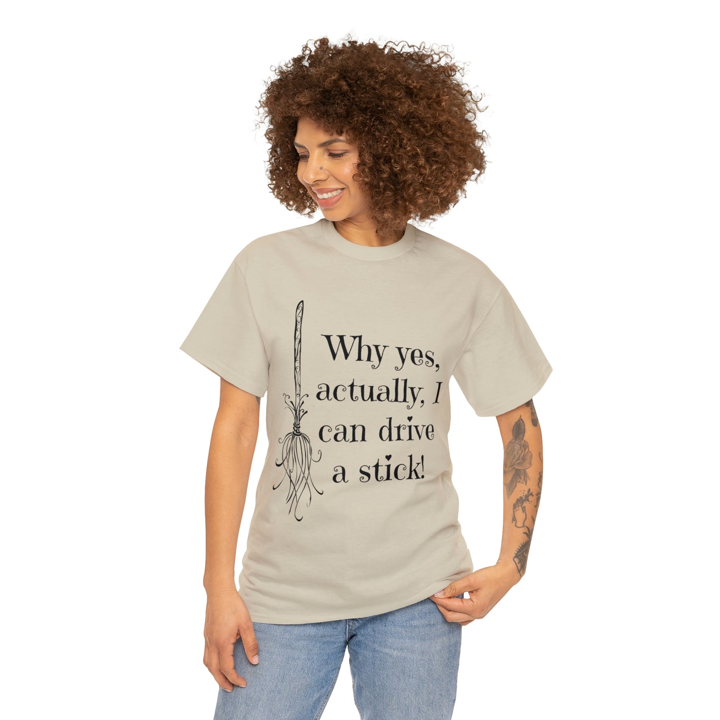 Fun Halloween Unisex Heavy Cotton Tee, Witch broom, different shades available.