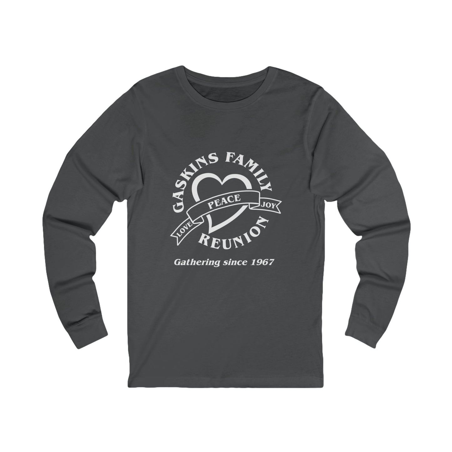 Gaskins Reunion Long Sleeve Tee - Love, Peace, Joy with White logo
