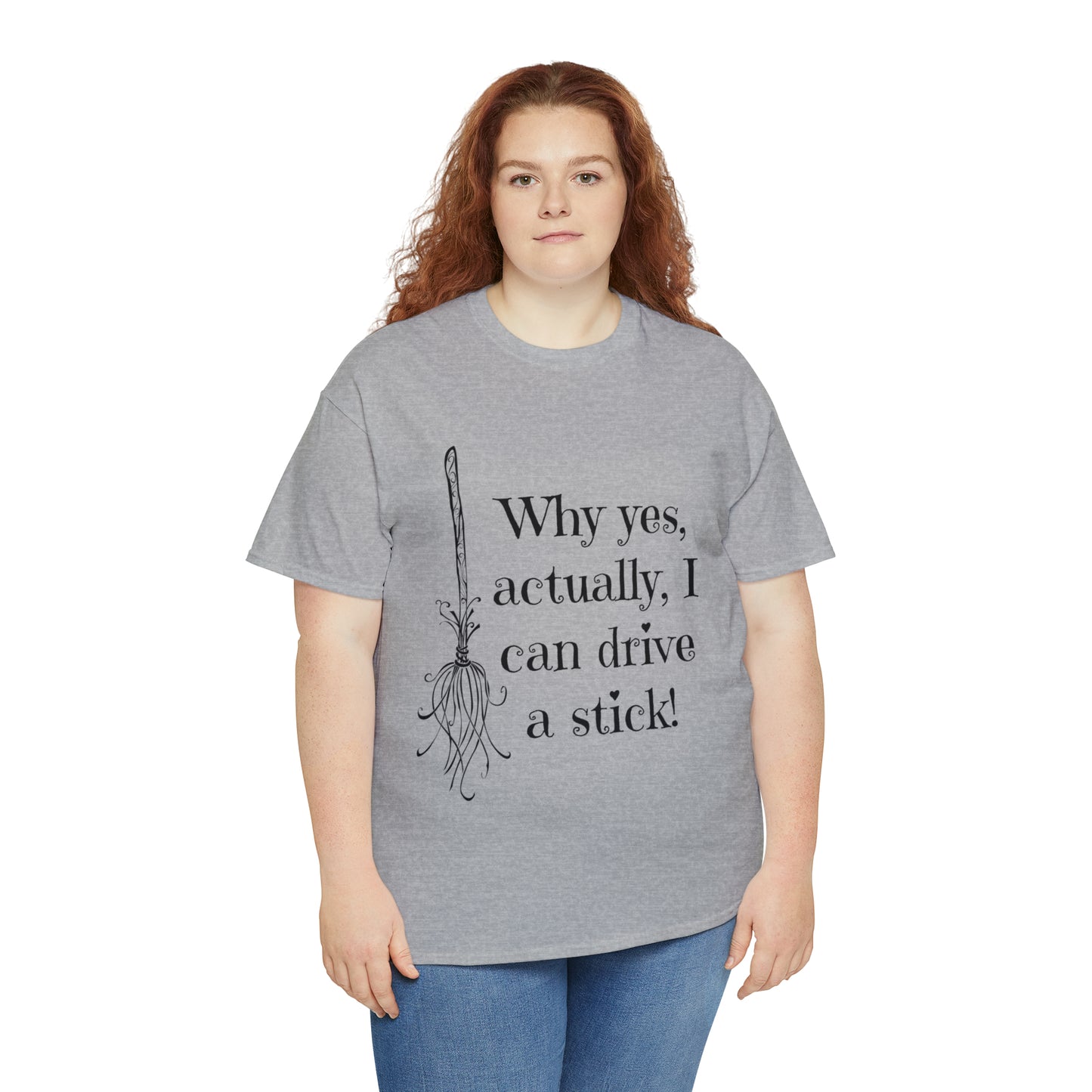 Fun Halloween Unisex Heavy Cotton Tee, Witch broom, different shades available.
