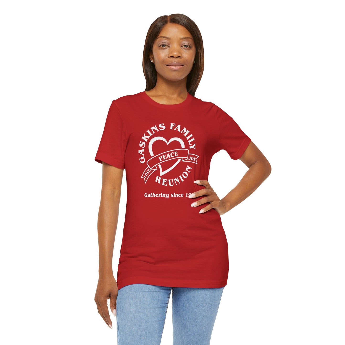 Family Reunion Short Sleeve Tee White Logo- Gaskins Family Gathering Since 1967