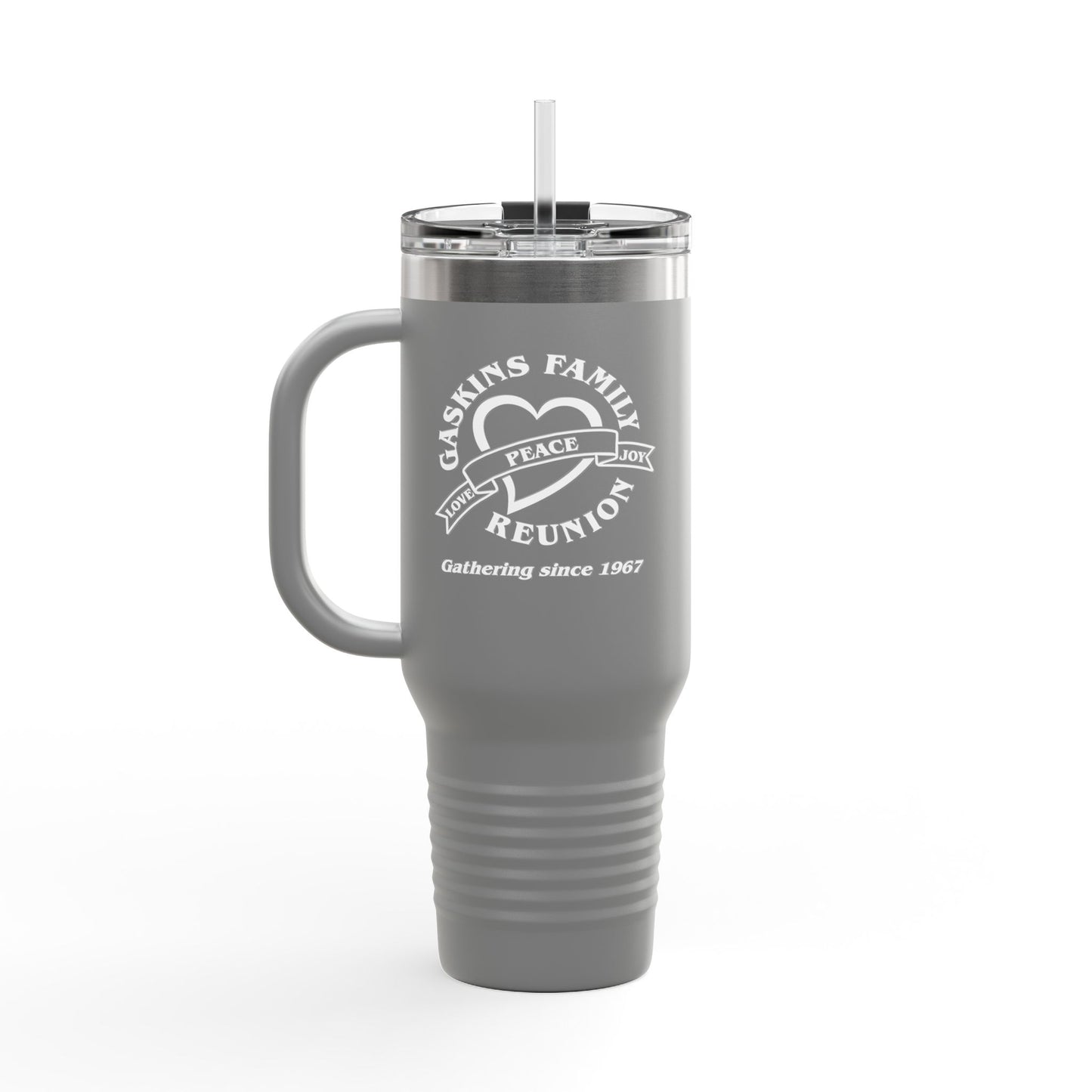 Gaskins 40oz Custom Insulated Travel Mug White Logo