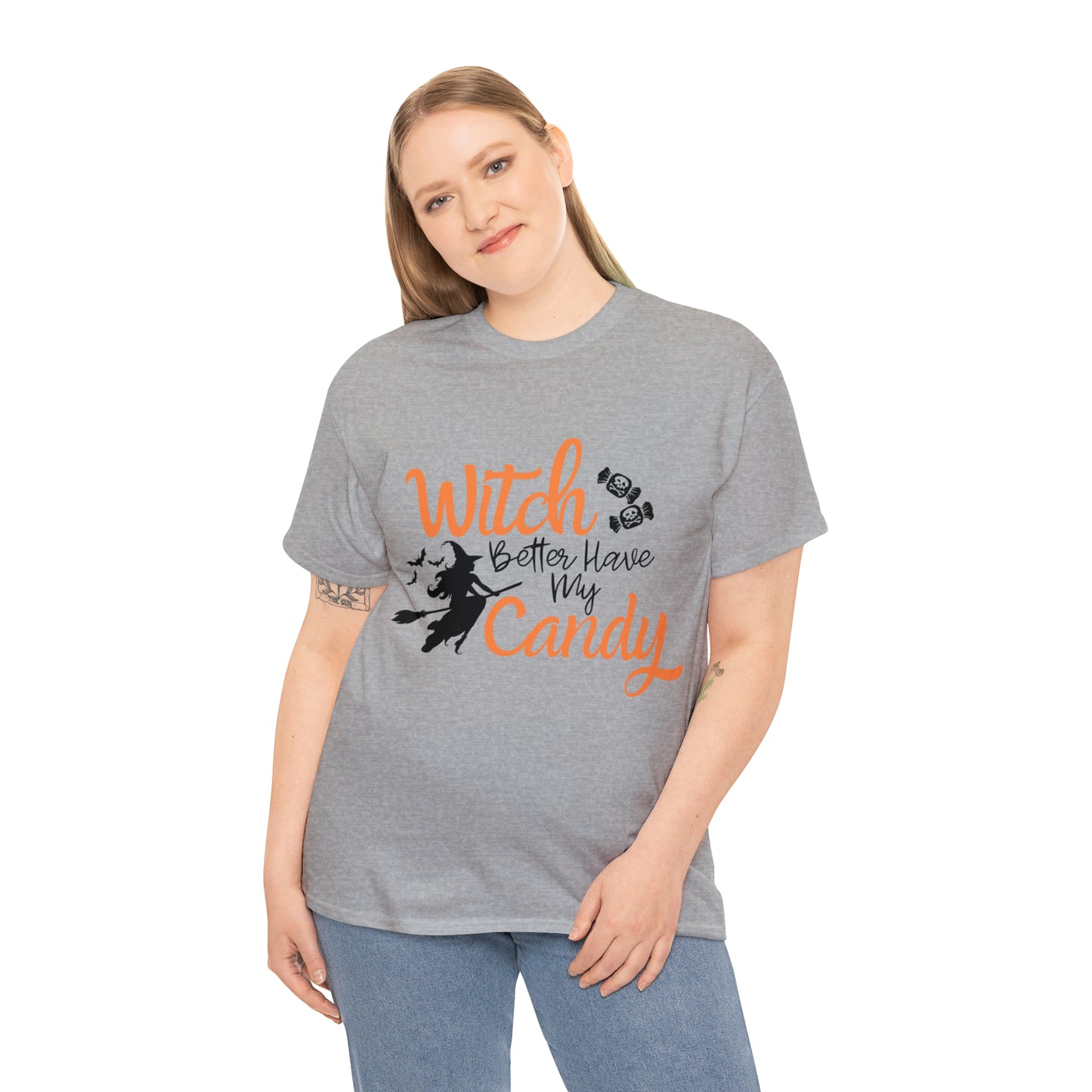 Fun Halloween Unisex Heavy Cotton Tee, Better Have My Candy - trick or treat, different shades available.