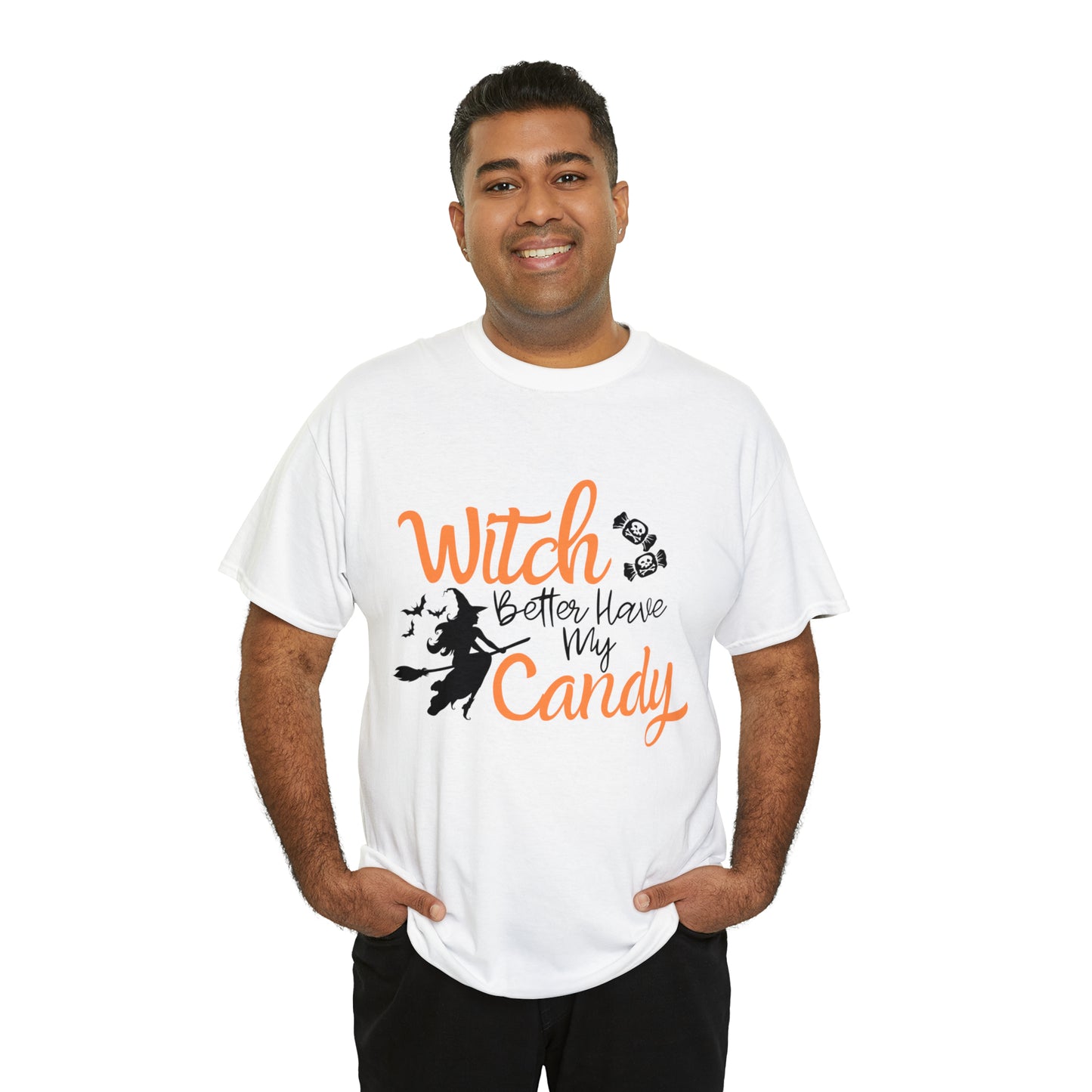 Fun Halloween Unisex Heavy Cotton Tee, Better Have My Candy - trick or treat, different shades available.