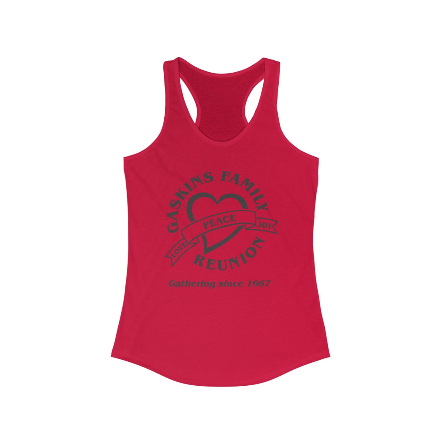 Gaskins Family Reunion Racerback Tank - Celebrating Love, Peace & Joy Since 1967