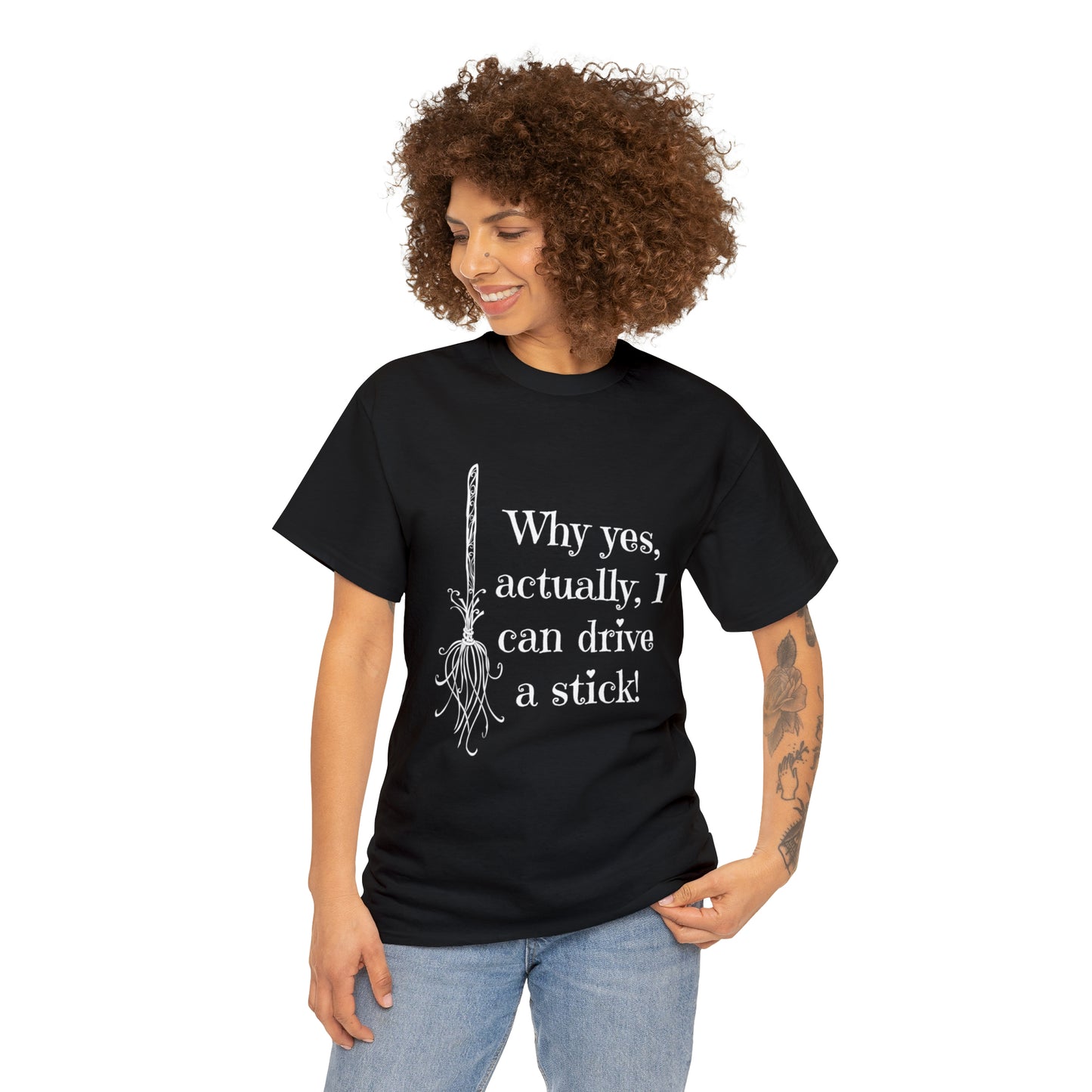 Halloween Fun Unisex Heavy Cotton Tee, I Drive A Stick T-Shirt