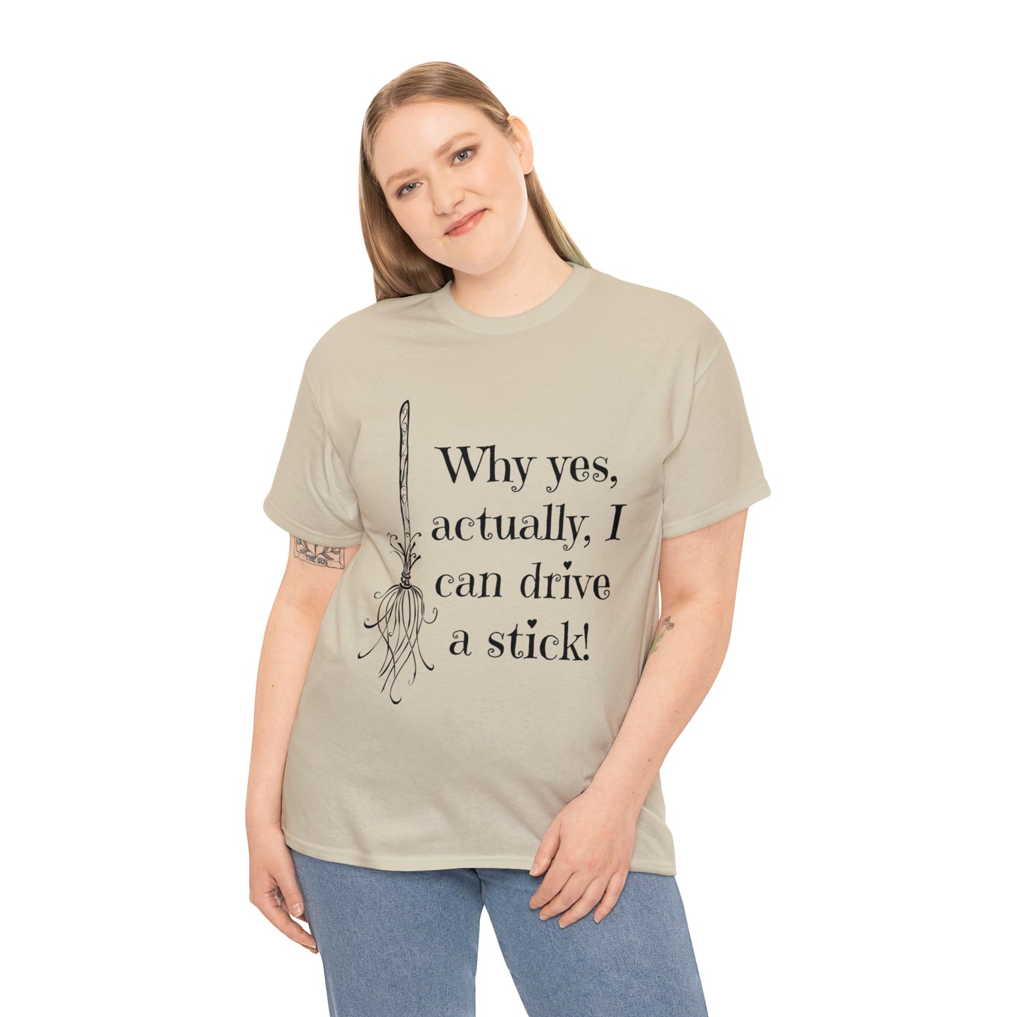 Fun Halloween Unisex Heavy Cotton Tee, Witch broom, different shades available.