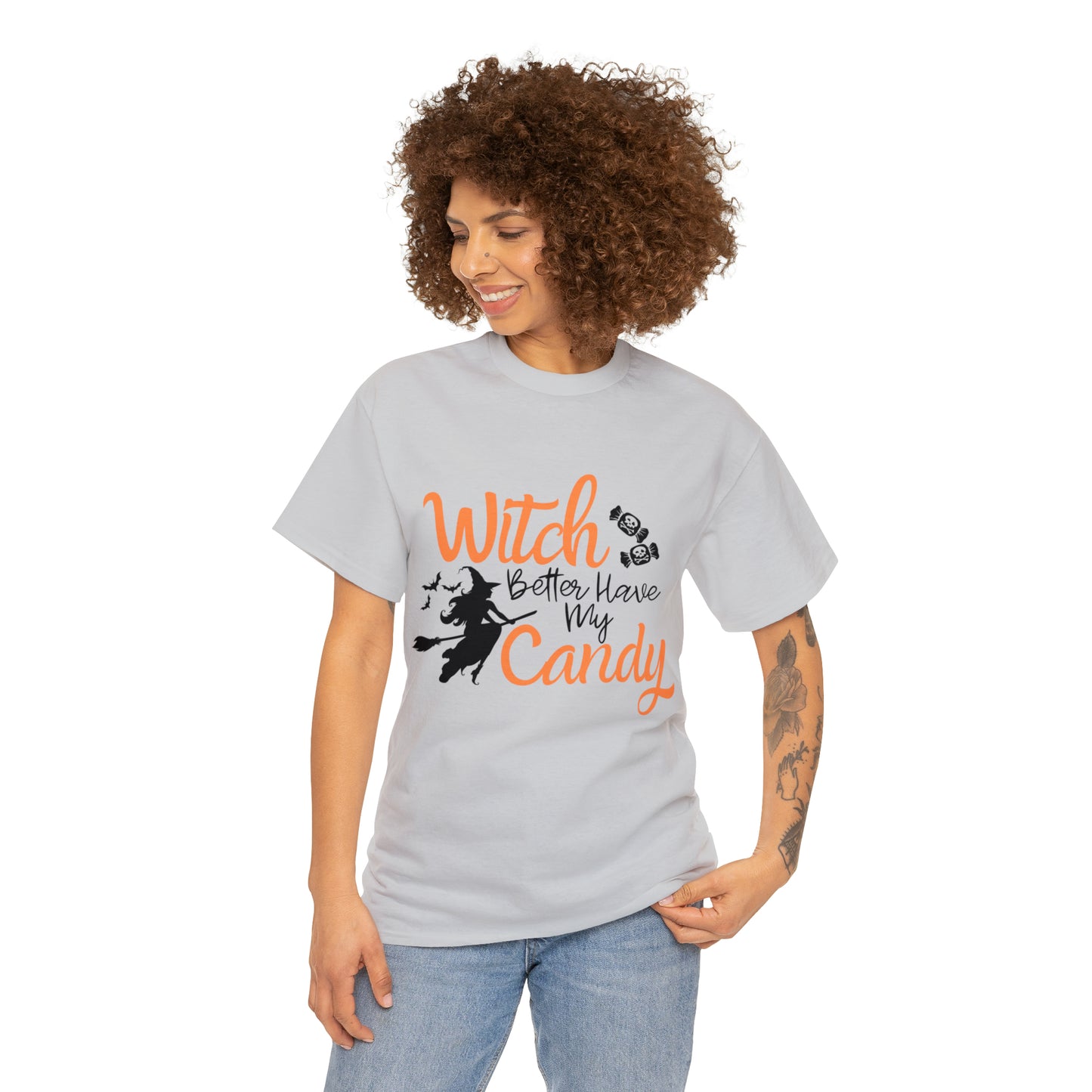 Fun Halloween Unisex Heavy Cotton Tee, Better Have My Candy - trick or treat, different shades available.