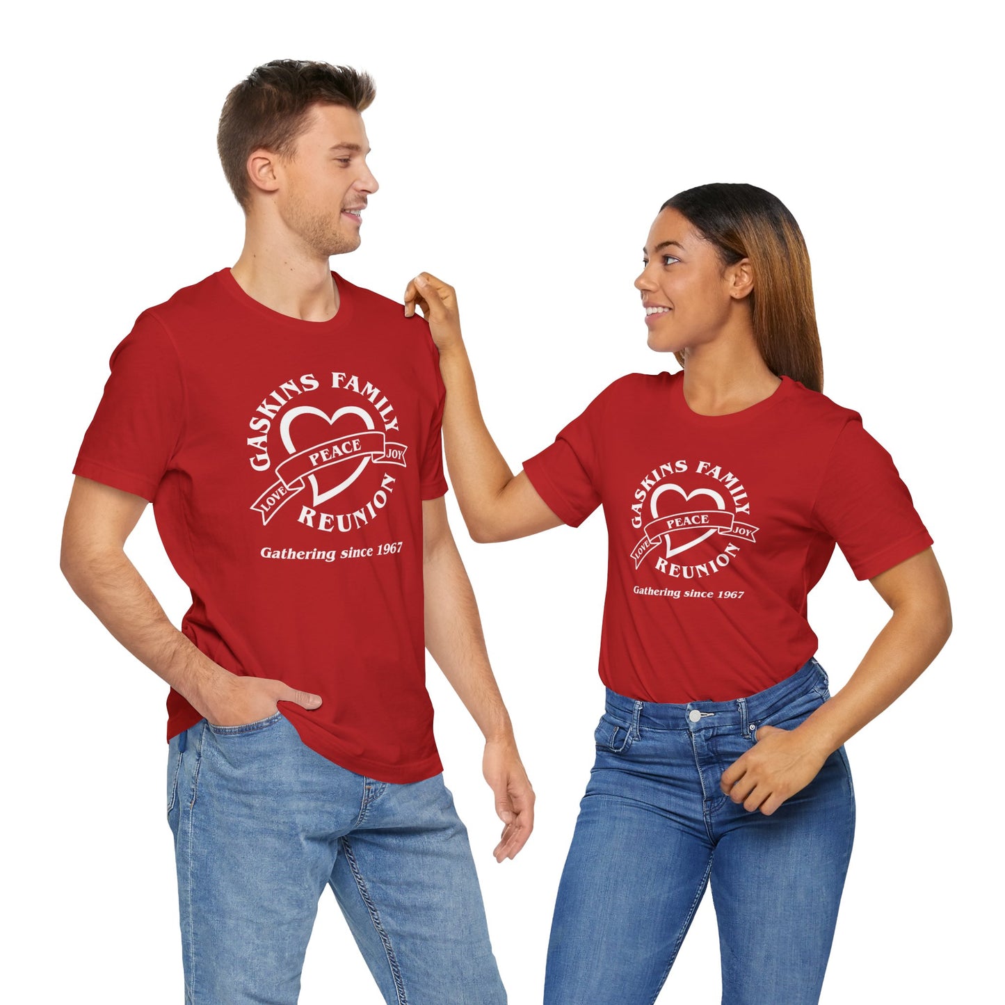 Family Reunion Short Sleeve Tee White Logo- Gaskins Family Gathering Since 1967
