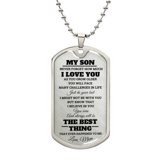 Dog Tag, To My Son From Mom, Personalized Engraving