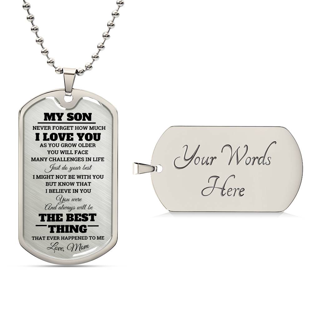 Dog Tag, To My Son From Mom, Personalized Engraving
