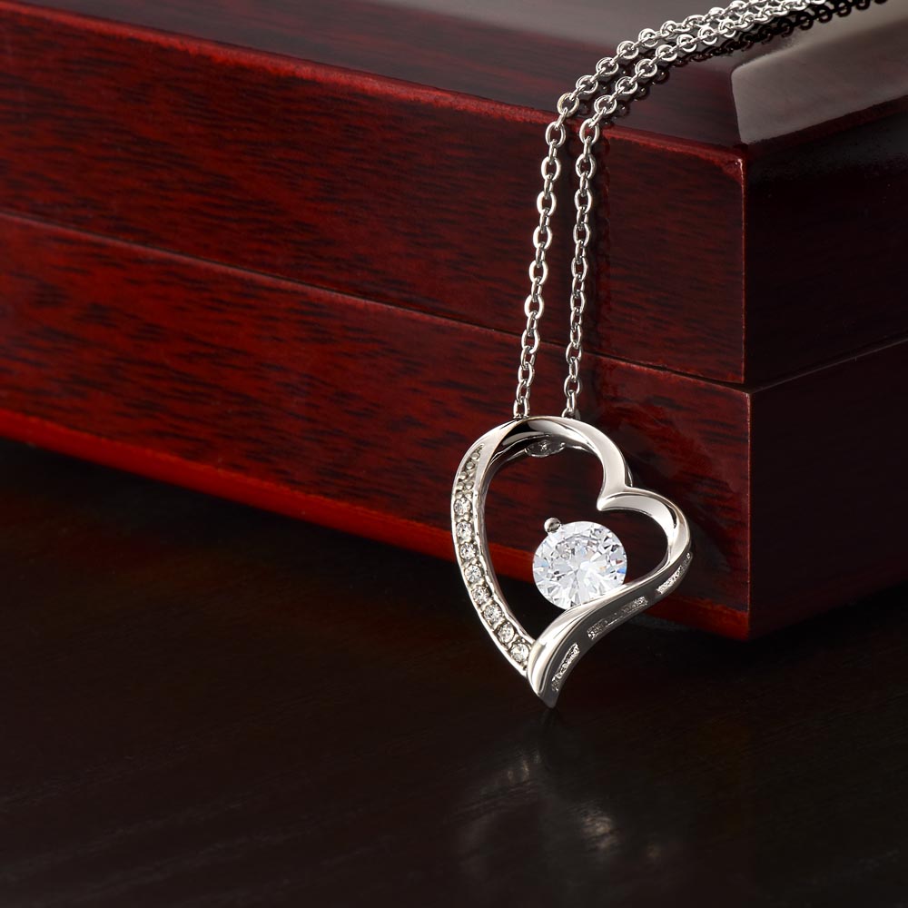 Forever Love Necklace with Beautiful Message Card from Father to Daughter, white gold/yellow gold