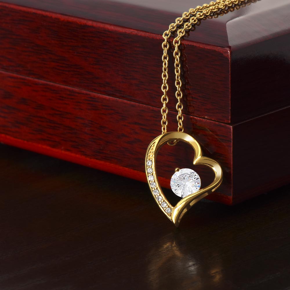 Forever Love Necklace with Beautiful Message Card from Father to Daughter, white gold/yellow gold