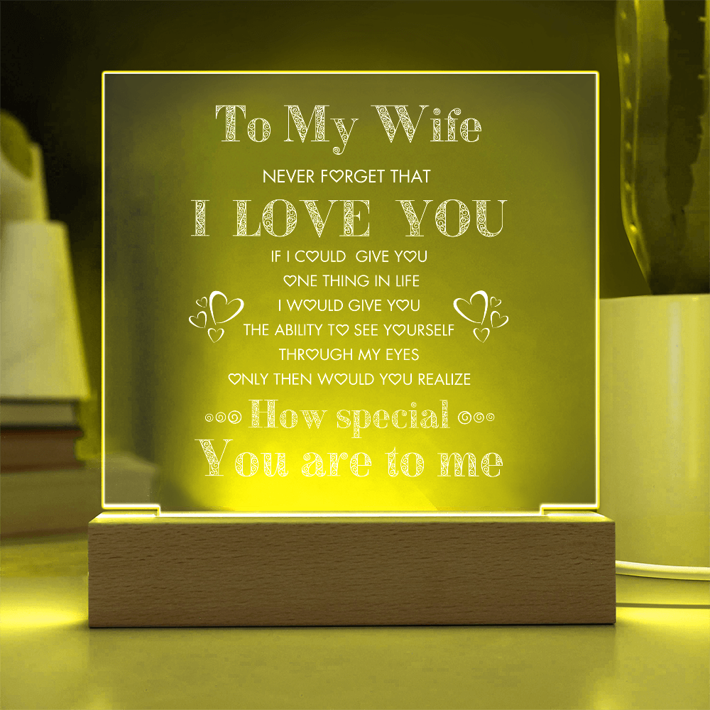 To My Wife, Never Forget I Love You Plaque, Night Lite, Great Gift Idea for Valentines, Anniversary, Birthday for Her