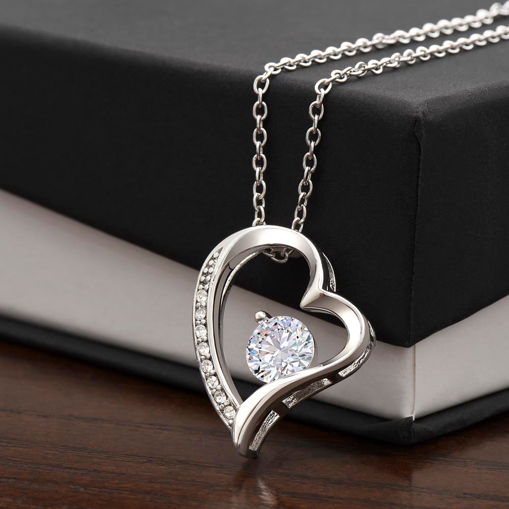 Forever Love Necklace with Beautiful Message Card from Father to Daughter, white gold/yellow gold