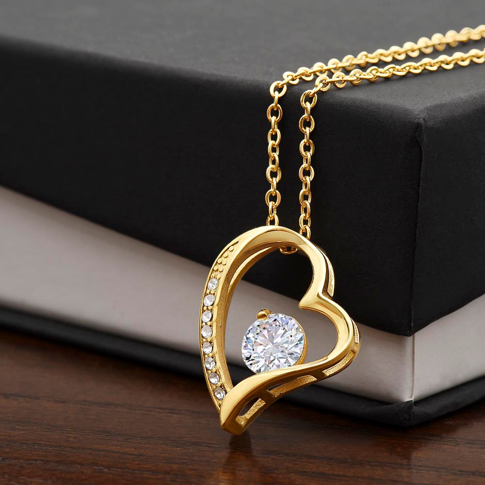 Forever Love Necklace with Beautiful Message Card from Father to Daughter, white gold/yellow gold