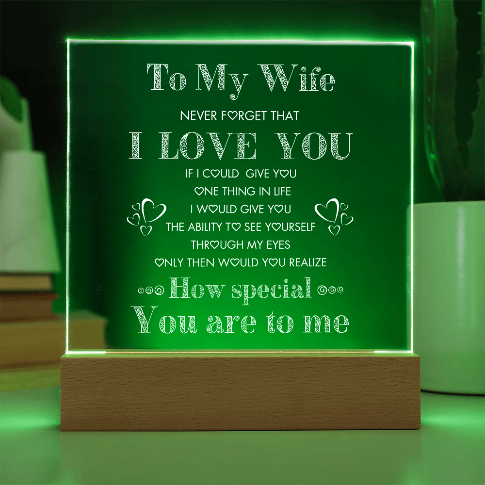 To My Wife, Never Forget I Love You Plaque, Night Lite, Great Gift Idea for Valentines, Anniversary, Birthday for Her