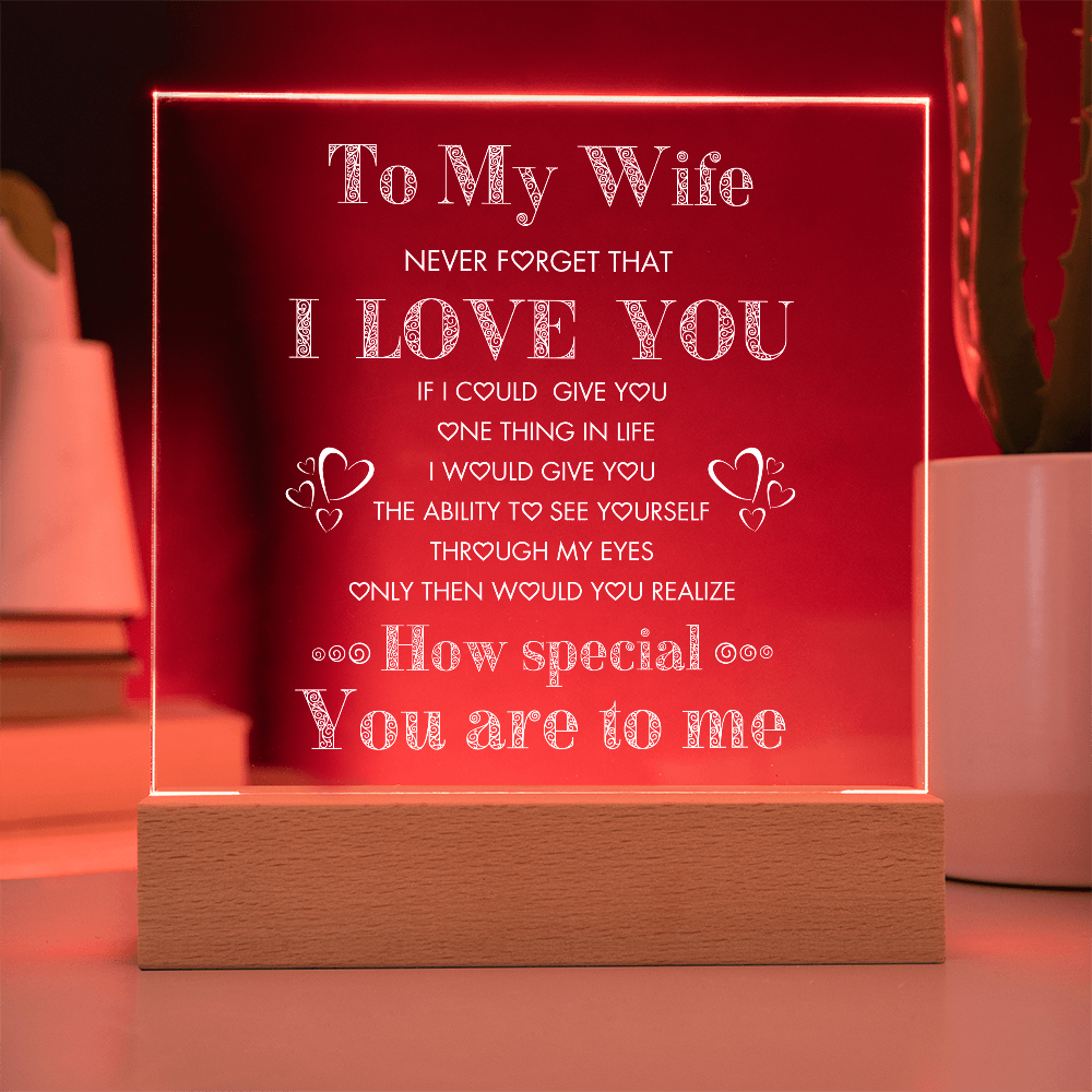 To My Wife, Never Forget I Love You Plaque, Night Lite, Great Gift Idea for Valentines, Anniversary, Birthday for Her
