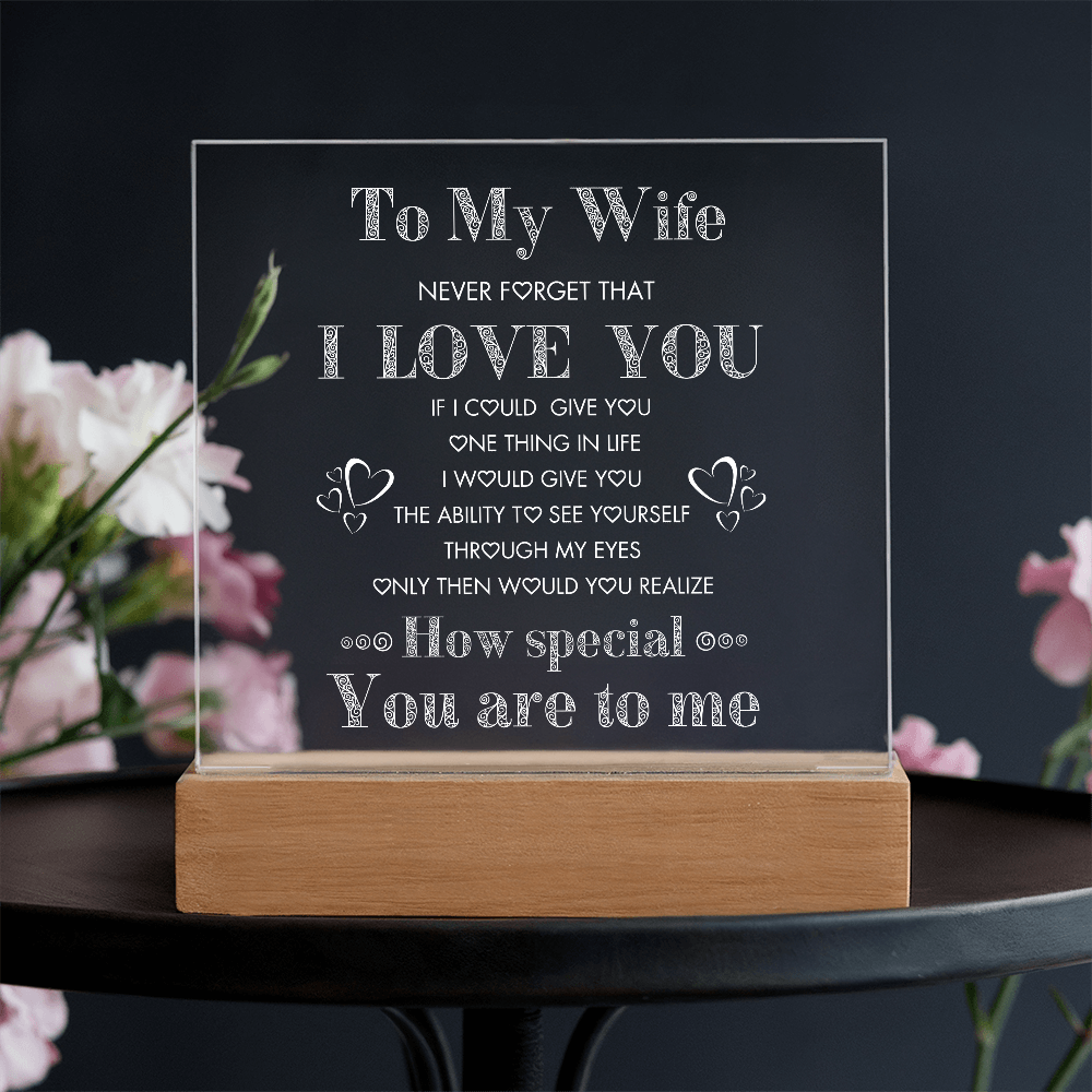 To My Wife, Never Forget I Love You Plaque, Night Lite, Great Gift Idea for Valentines, Anniversary, Birthday for Her