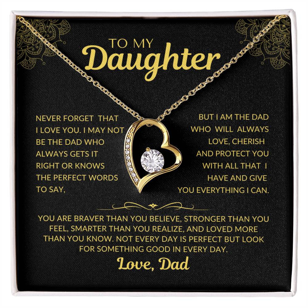Forever Love Necklace with Beautiful Message Card from Father to Daughter, white gold/yellow gold