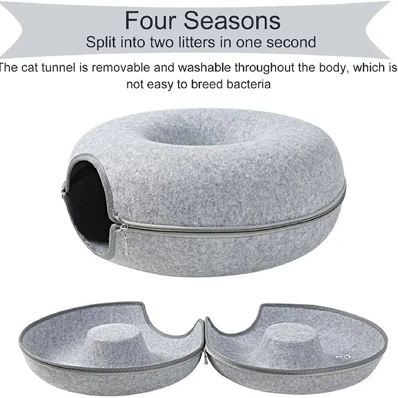 Donut Pet Cat Tunnel Interactive Bed Toy House Mat Cats Cushion Nest Sleeping Kitten Cave Puppy Home Bed Warm Donut Pet For Toys