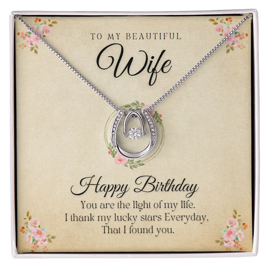Lucky In Love Necklace - Happy Birthday Beautiful Wife