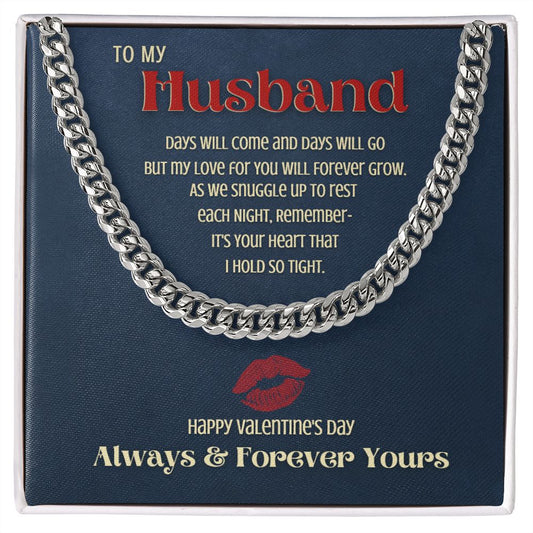 To My Husband - Cuban Link Chain necklace - Silver / Gold