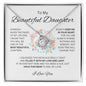 To My Beautiful Daughter Love Knot necklace (White and Yellow Gold variants)