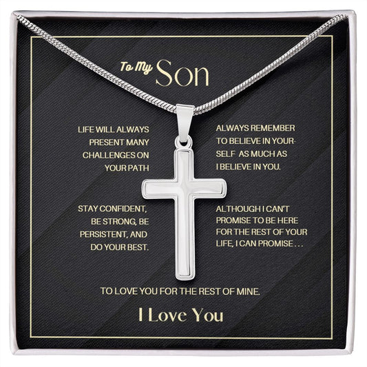 Stainless Cross Necklace - To Son, Promise to Love You