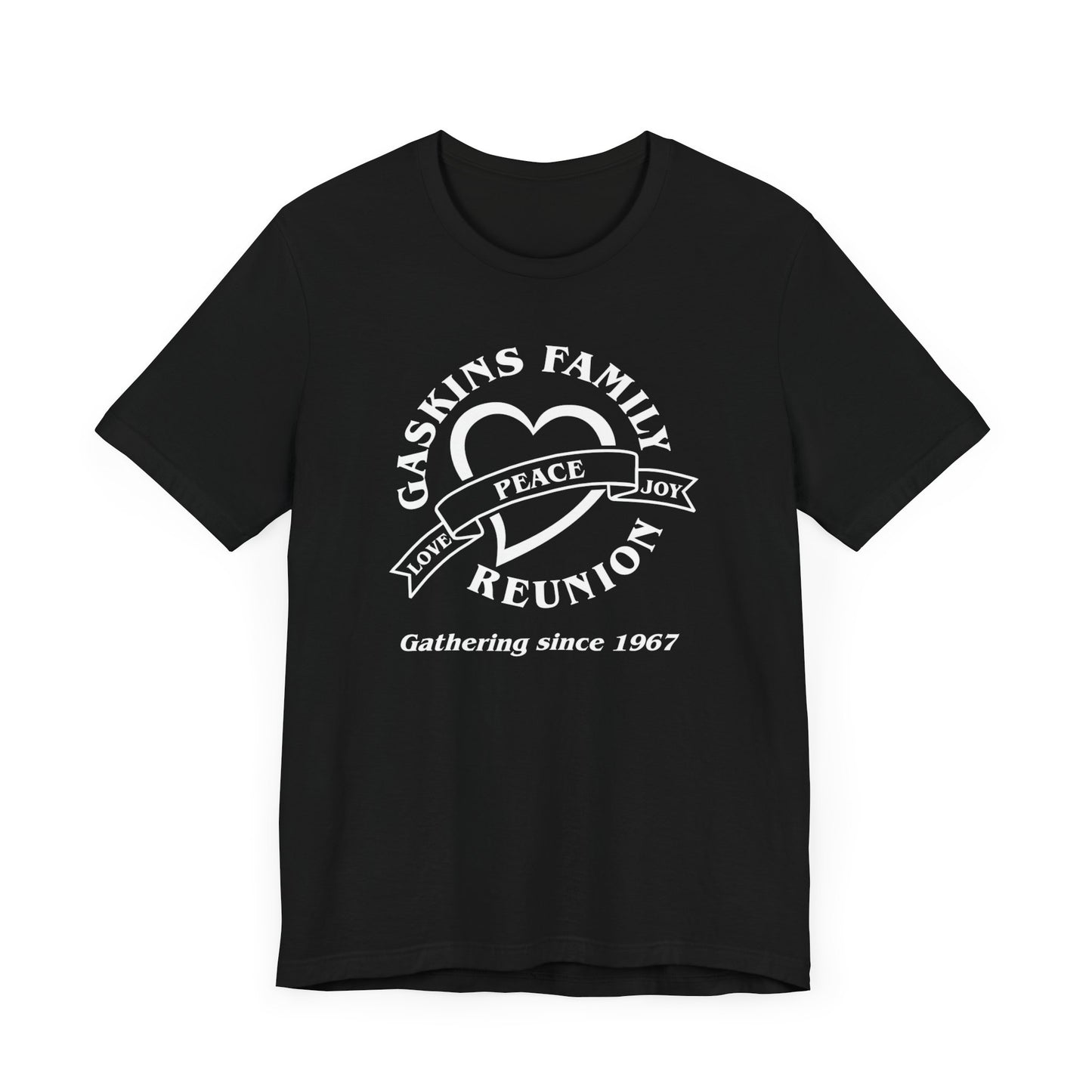 Family Reunion Short Sleeve Tee  White Logo- Gaskins Family Gathering Since 1967