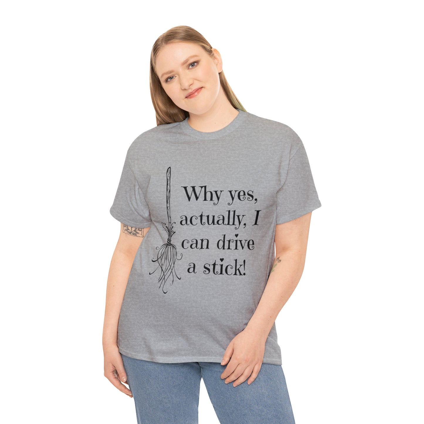 Fun Halloween Unisex Heavy Cotton Tee, Witch broom, different shades available.