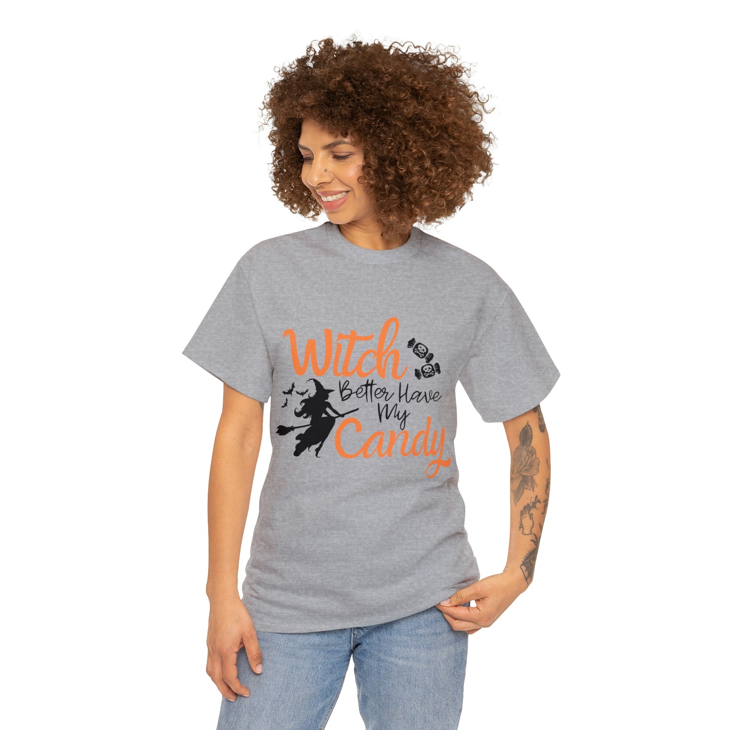 Fun Halloween Unisex Heavy Cotton Tee, Better Have My Candy - trick or treat, different shades available.