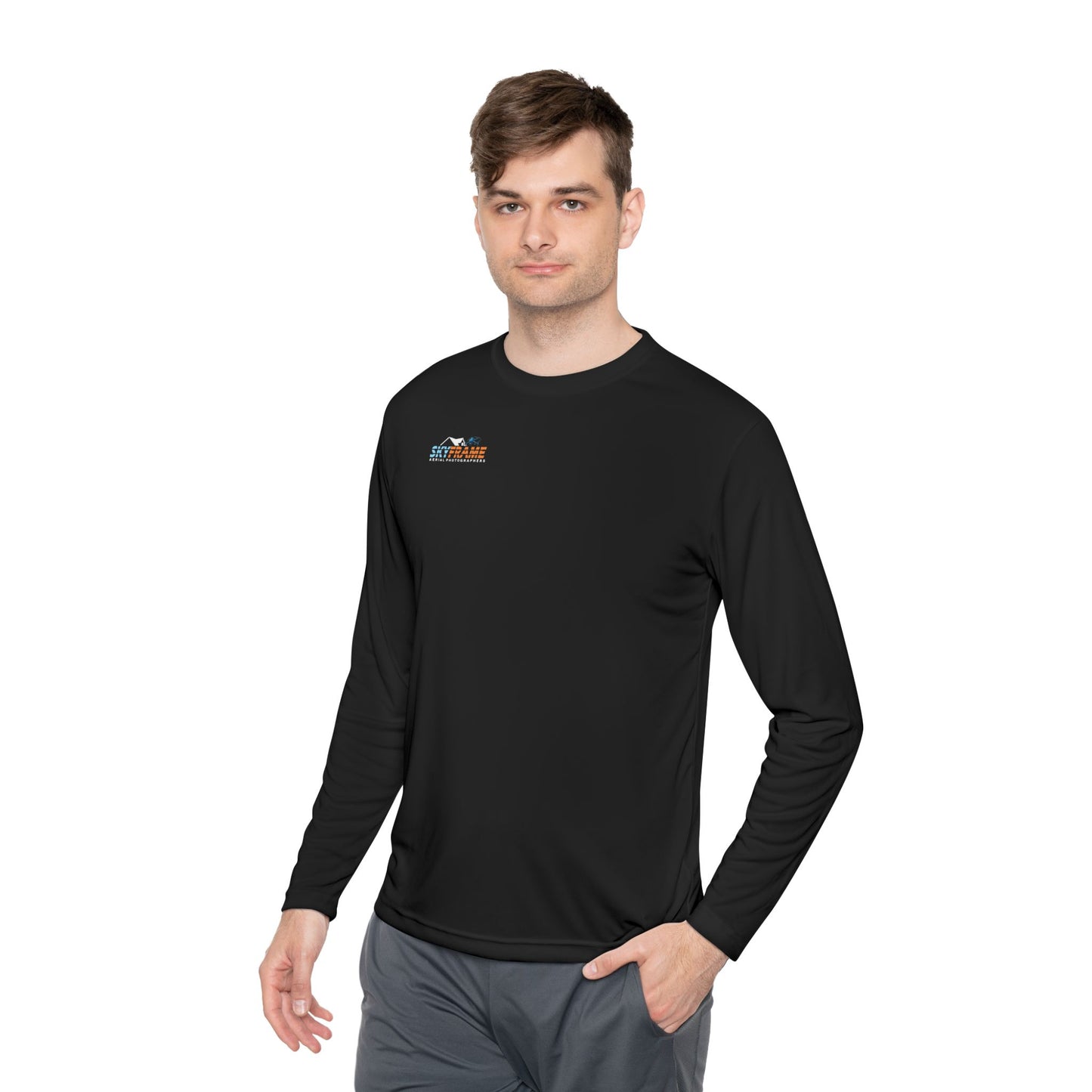 Aerial Photography Long Sleeve Tee — "SkyFrame Aerial Photographers" Logo & Services