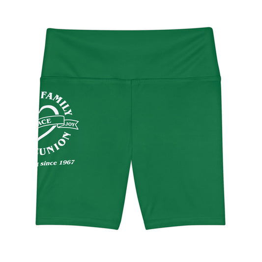 Gaskins Dark Green Workout Shorts for Women, bold, cool, chill