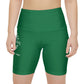 Gaskins Dark Green Workout Shorts for Women, bold, cool, chill