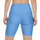 Gaskins Light Blue Workout Shorts for Women, bold, cool, chill