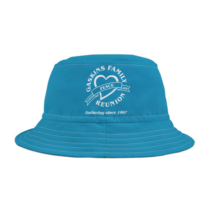 Gaskins Family Turquoise Reunion Bucket Hat - white logo