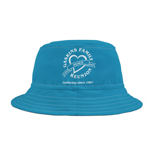 Gaskins Family Turquoise Reunion Bucket Hat - white logo