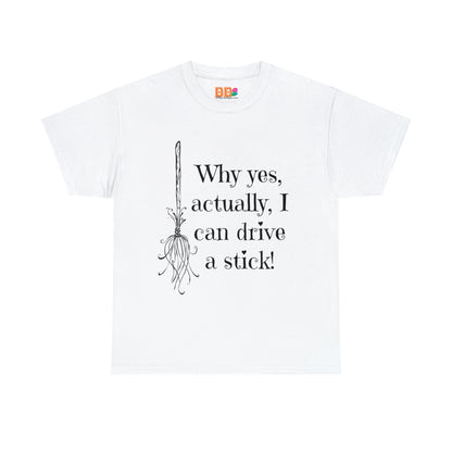 Fun Halloween Unisex Heavy Cotton Tee, Witch broom, different shades available.