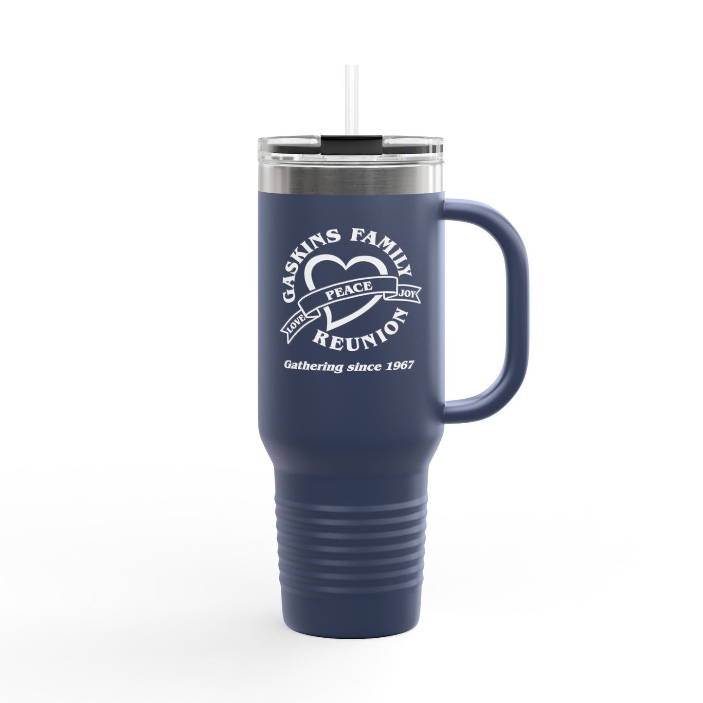 Gaskins 40oz Custom Insulated Travel Mug White Logo