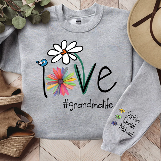Personalized Love Grandma Life Flower Sweatshirt