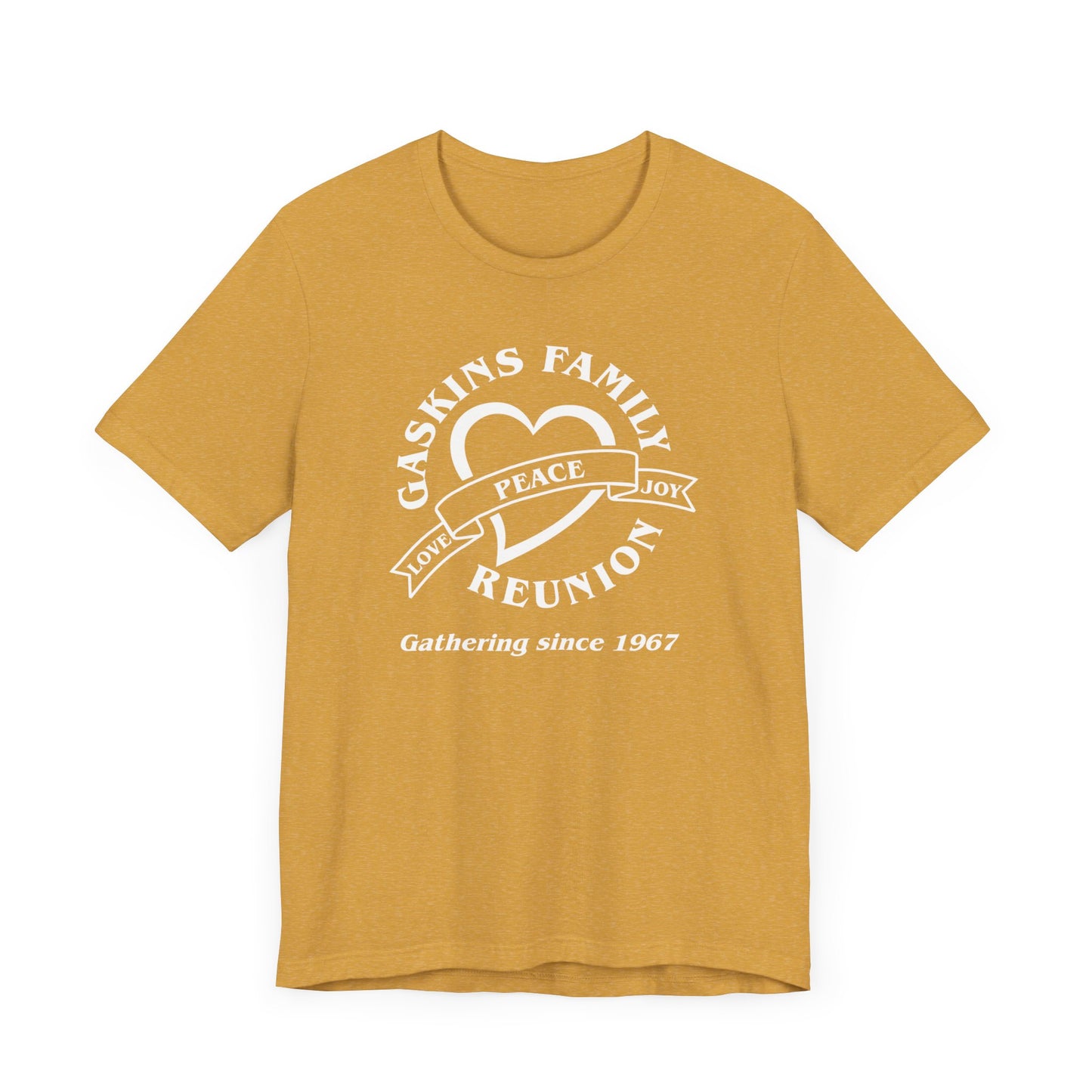 Family Reunion Short Sleeve Tee  White Logo- Gaskins Family Gathering Since 1967