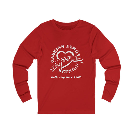 Gaskins Reunion Long Sleeve Tee - Love, Peace, Joy with White logo