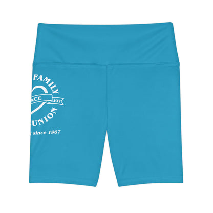 Gaskins Turquois Workout Shorts for Women, bold, cool, chill